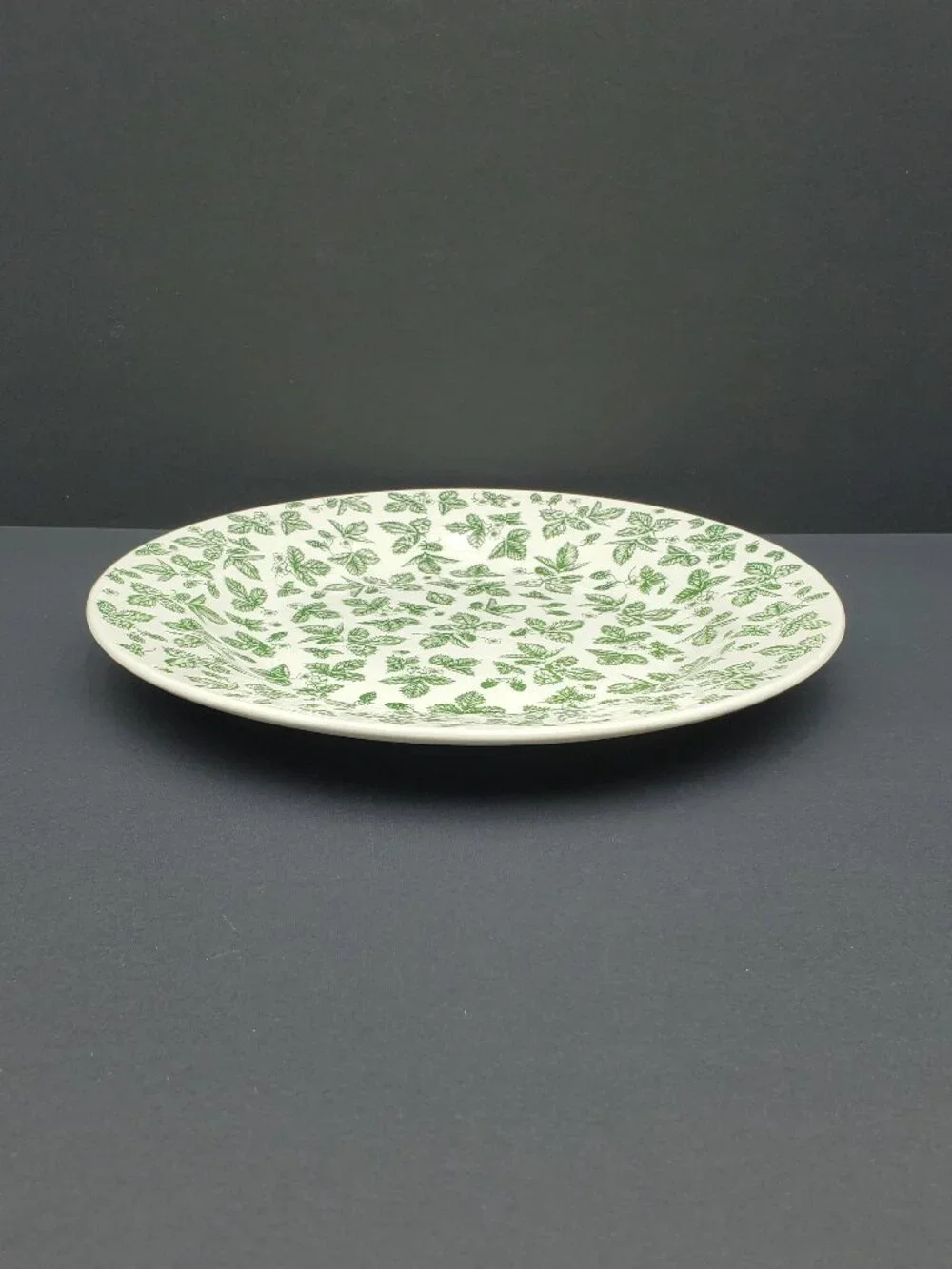 IKEA White Dinner Plates With Green Strawberries Flowers & Leaves
